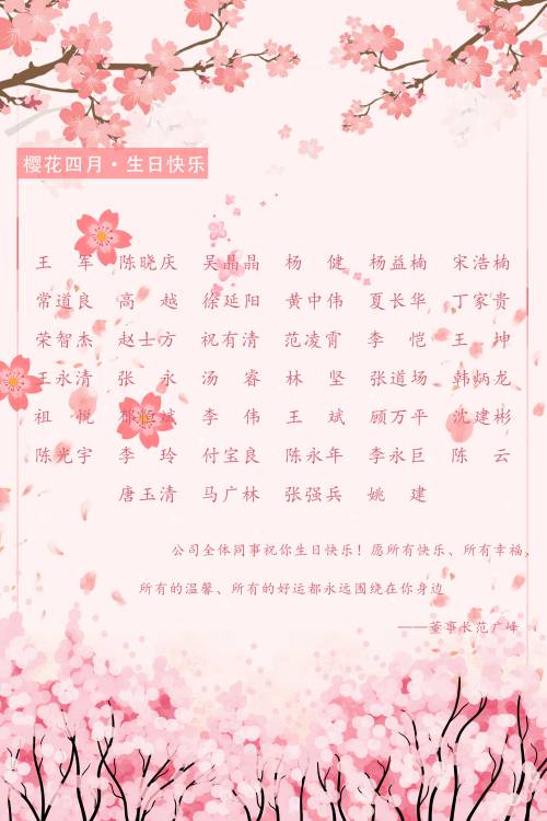 【生日祝?！抗ё?月生日的員工生日快樂(lè )！