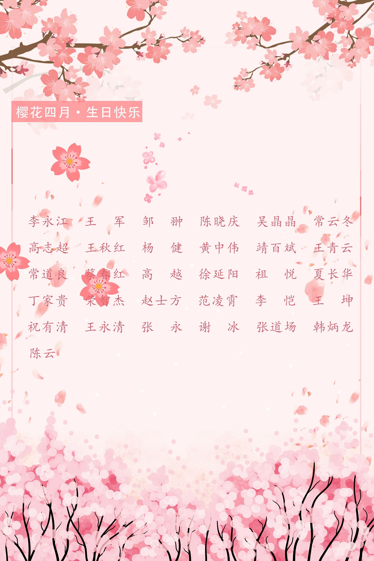 【生日祝?！抗ё?4月生日的員工生日快樂(lè )！