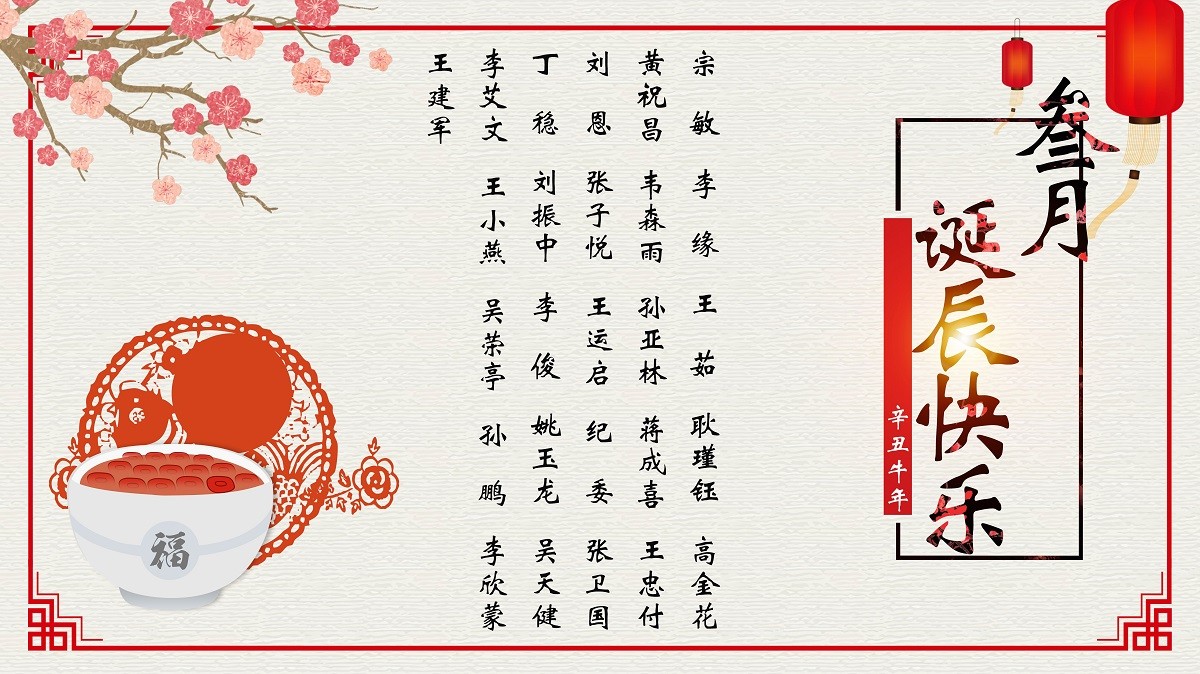 【生日祝?！抗ё?3月生日的員工生日快樂(lè )！